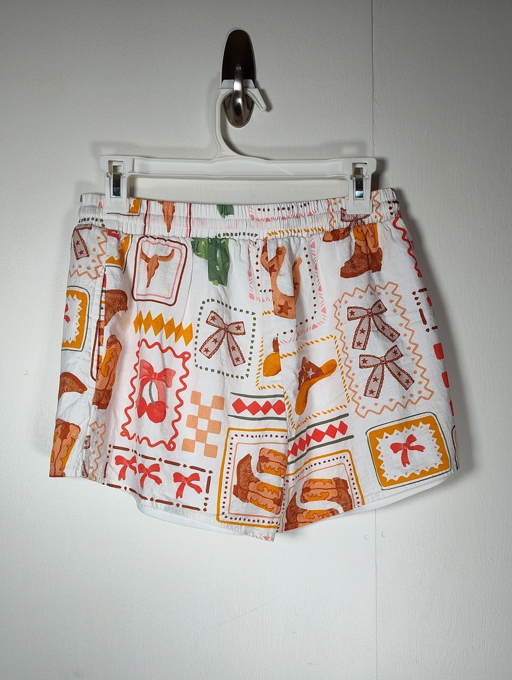 Pink Lily white western rodeo cowboy cowgirl summer shorts M - Picture 6 of 9